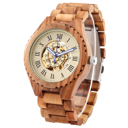 Montre Squelette en Bois d'Olive