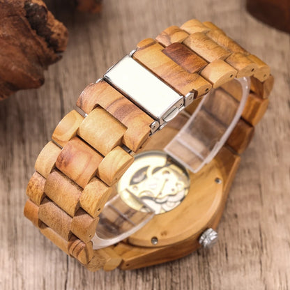 Montre Squelette en Bois d'Olive