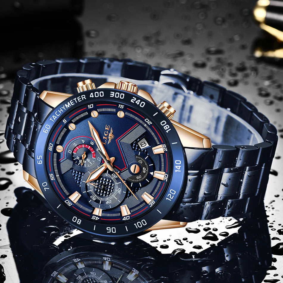 Montre Chronographe en Acier Inoxydable Bleu - Paradis des Montres