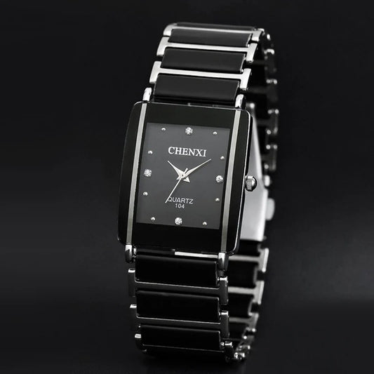 Montre Noire Rectangulaire pour Femme