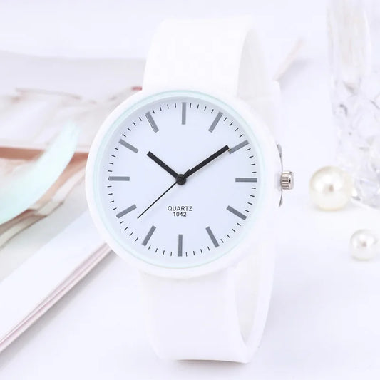 Montre Blanche avec Bracelet en Silicone