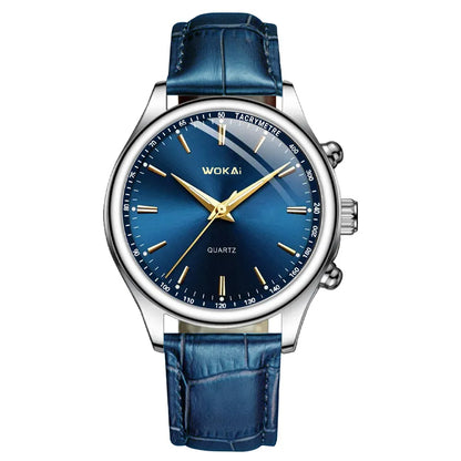 Montre Bleu avec Bracelet en Cuir Décontracté