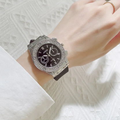 Montre Diamant avec Bracelet en Silicone