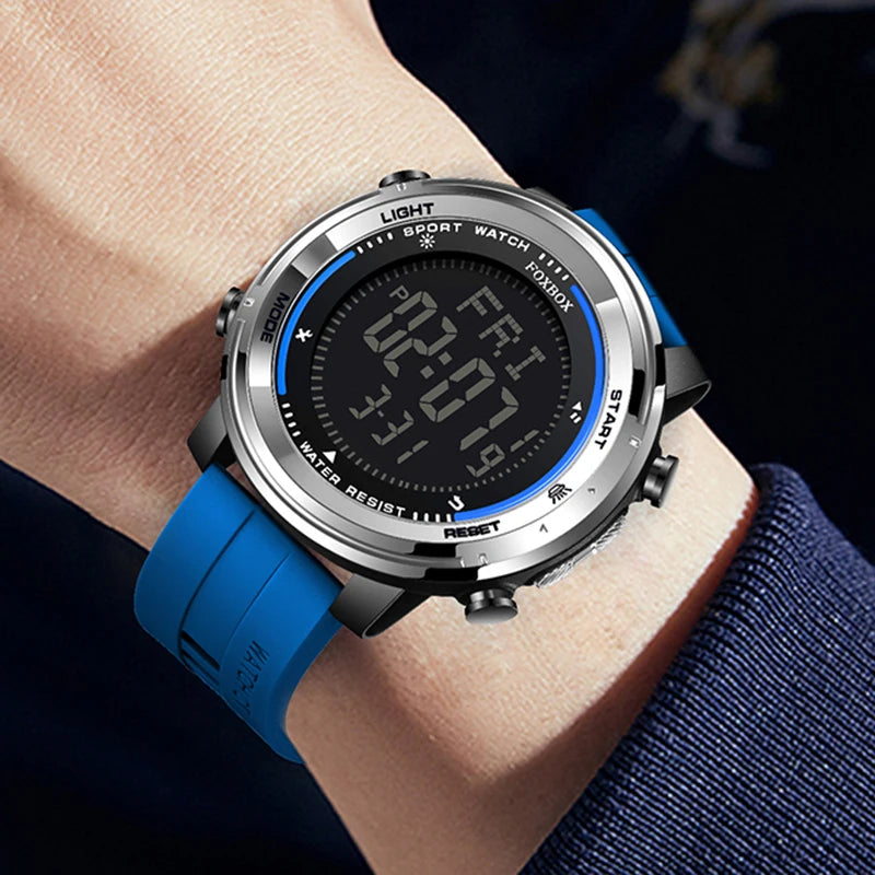 Montre Digitale avec Bracelet en Silicone Bleu - Paradis des Montres