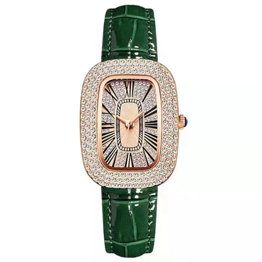 Montre Verte de Luxe avec Diamants