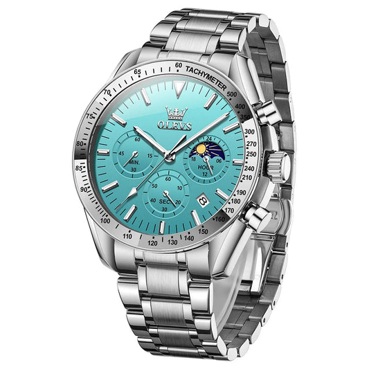 Montre Chronographe avec Fond Turquoise - Paradis des Montres