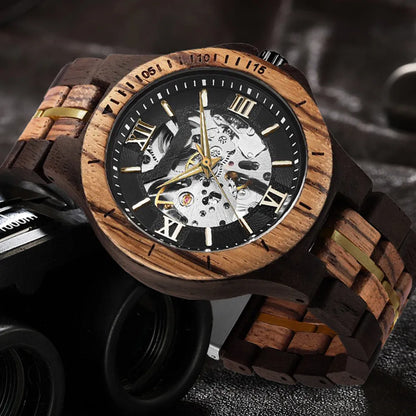 Montre Squelette en Bois Naturelle