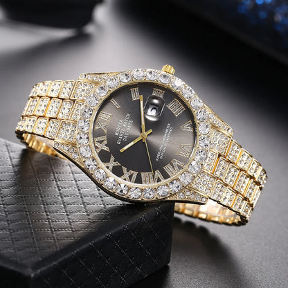 Montre Doré de Luxe avec Diamants - Paradis des Montres