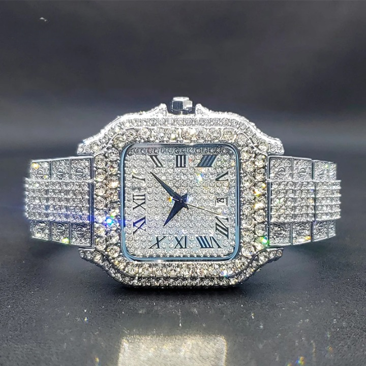 Montre Entièrement en Diamant pour Homme