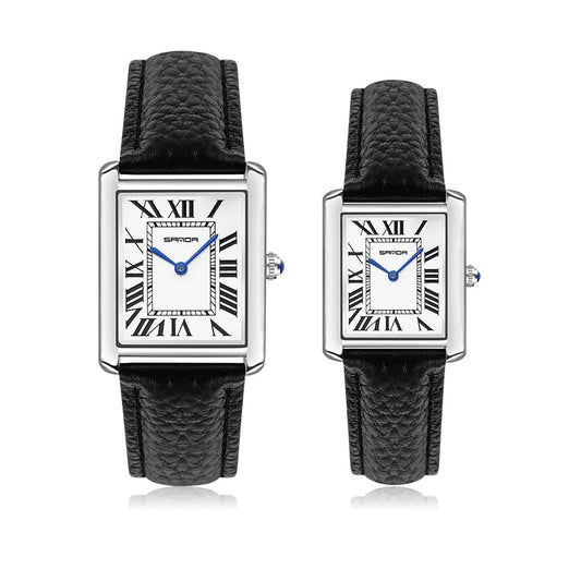 Montre Rectangulaire Vintage avec Bracelet en Cuir - Paradis des Montres