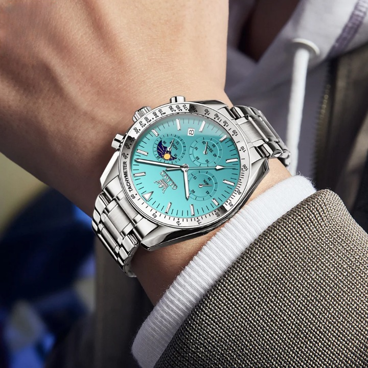 Montre Chronographe avec Fond Turquoise - Paradis des Montres