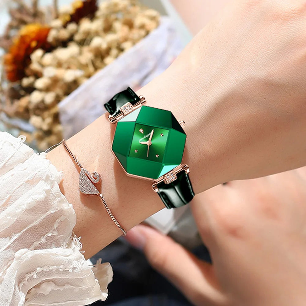 Montre Verte Diamant pour Femme