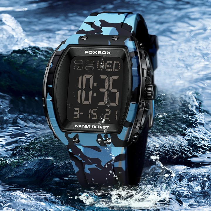 Montre Digitale avec Bracelet en Silicone Camouflé - Paradis des Montres