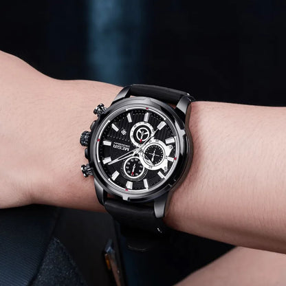 Montre Aviateur Noire Chronographe - Paradis des Montres