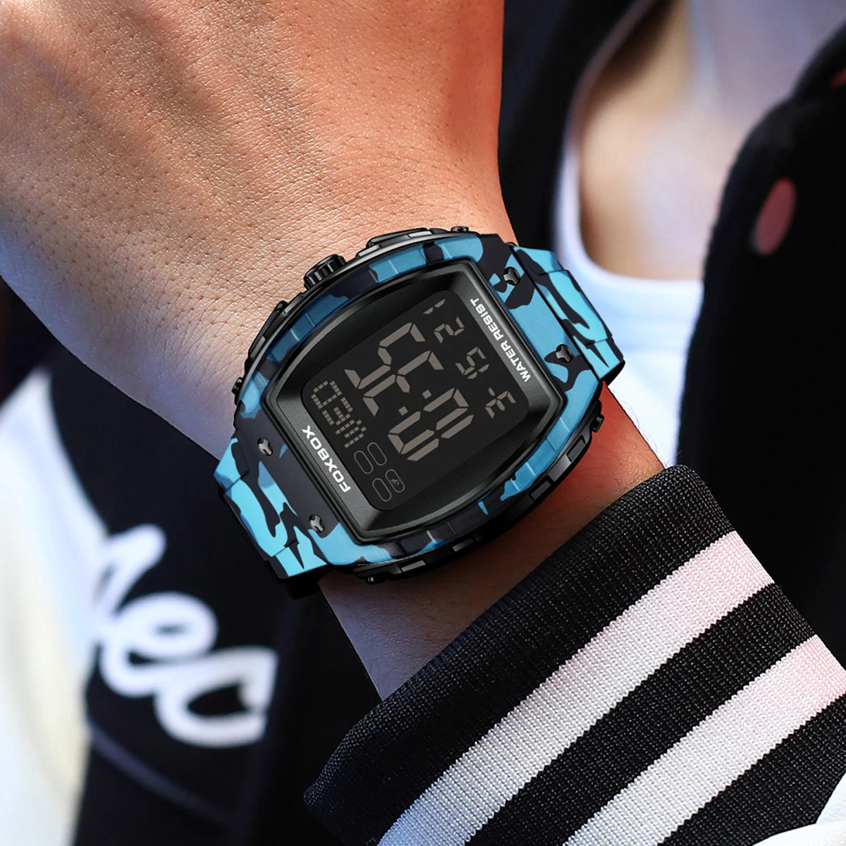 Montre Digitale avec Bracelet en Silicone Camouflé - Paradis des Montres