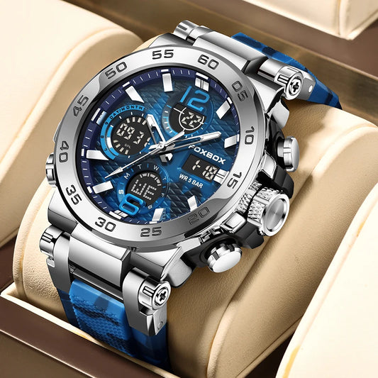 Montre Bleu de Luxe avec Bracelet Camouflé