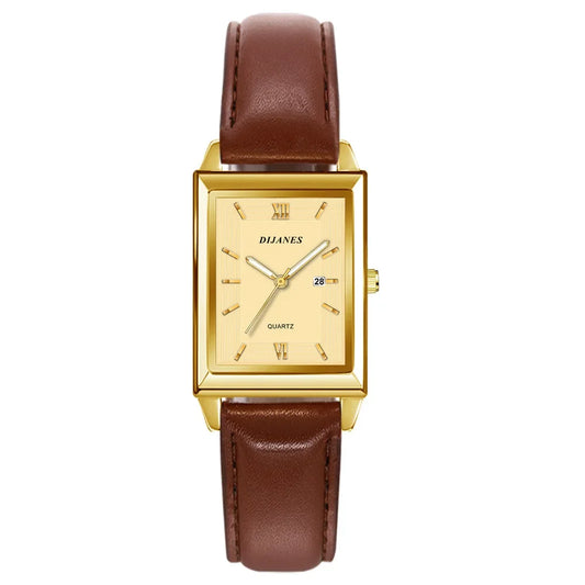 Montre Rectangulaire Décontractée en Cuir - Paradis des Montres