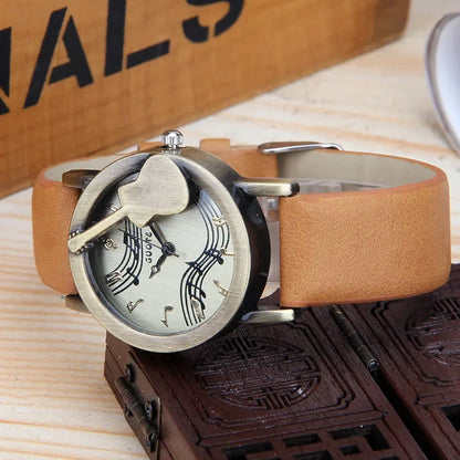 Montre en Cuir Motif Guitare Vintage