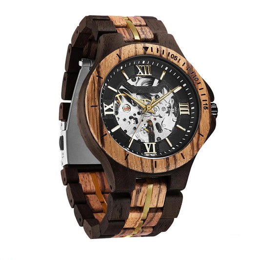 Montre Squelette en Bois Naturelle