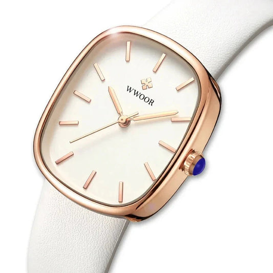 Montre Blanche avec Cadran Rose Gold