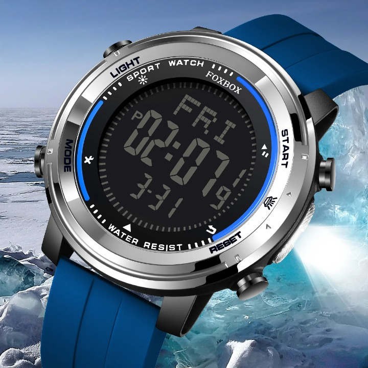 Montre Digitale avec Bracelet en Silicone Bleu - Paradis des Montres