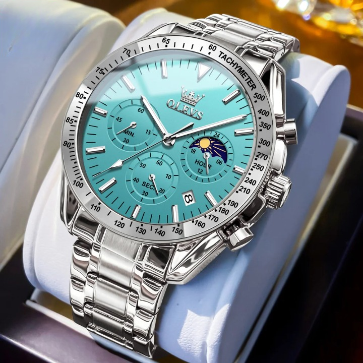 Montre Chronographe avec Fond Turquoise - Paradis des Montres