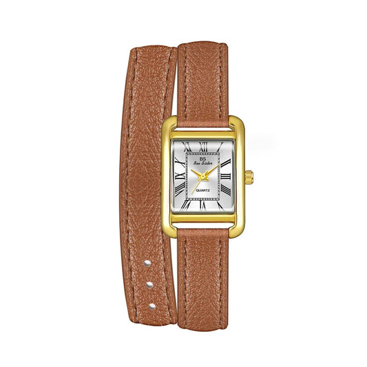 Montre Rectangulaire avec Bracelet en Cuir - Paradis des Montres