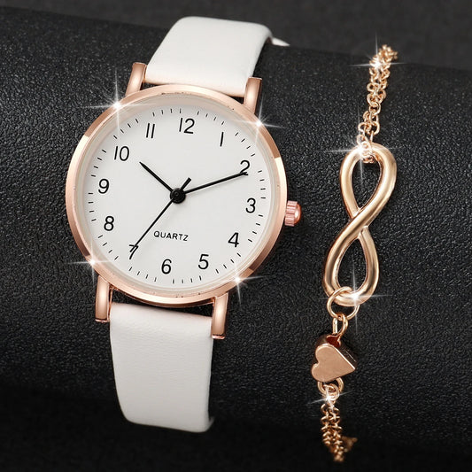 Ensemble Montre Blanche et Bracelet Infini