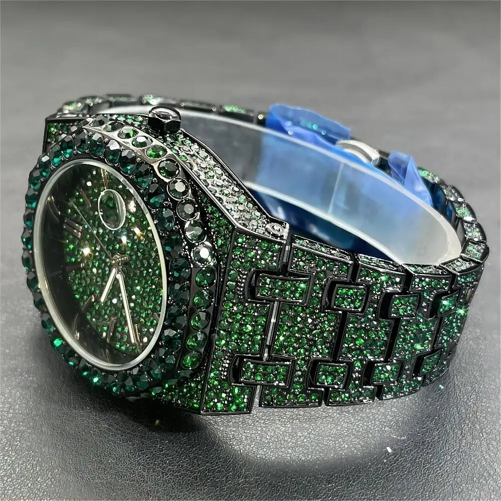 Montre Verte Diamant pour Homme