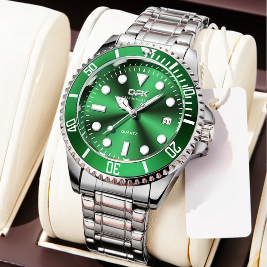 Montre Verte en Acier Inoxydable