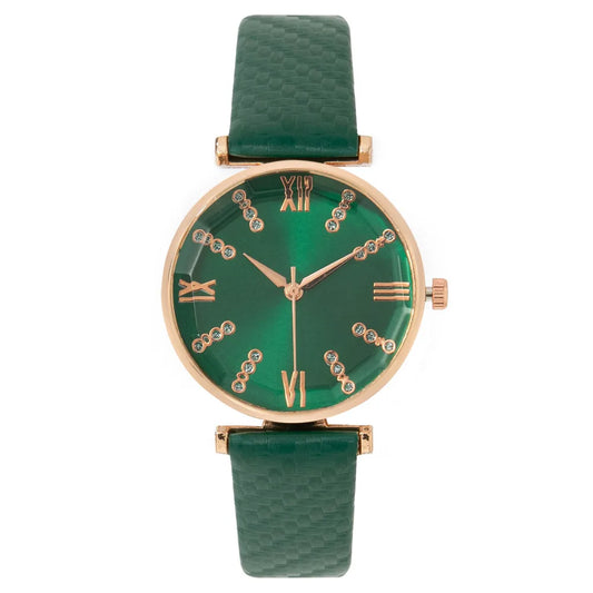 Montre Verte de Luxe avec Chiffres Romains