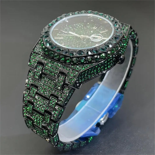 Montre Verte Diamant pour Homme