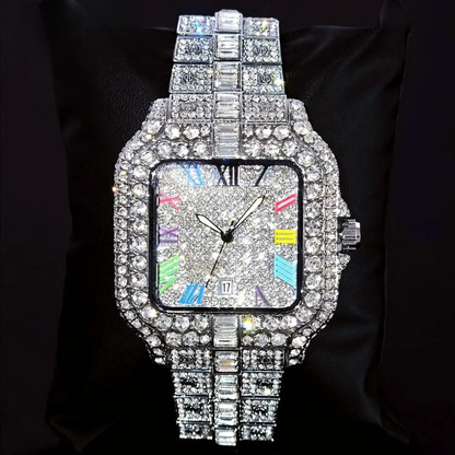 Montre Diamant avec Chiffres Colorés