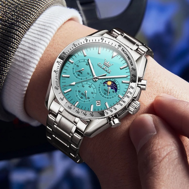 Montre Chronographe avec Fond Turquoise - Paradis des Montres