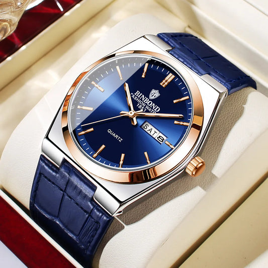 Montre Bleu avec Cadran Rose Gold