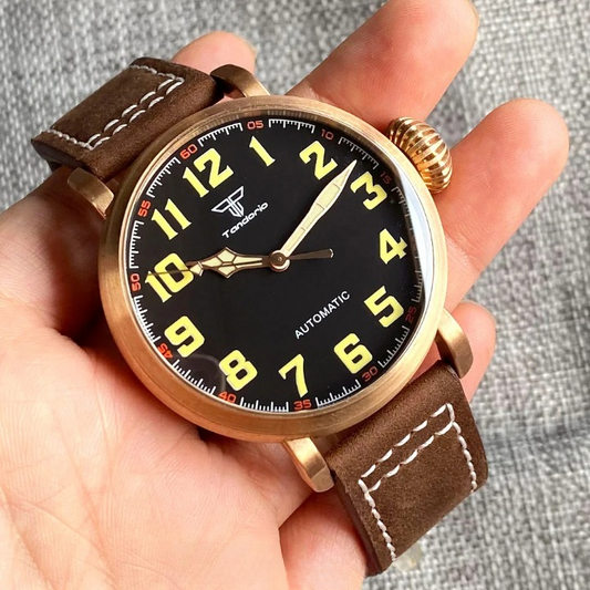 Montre Bronze avec Bracelet en Cuir