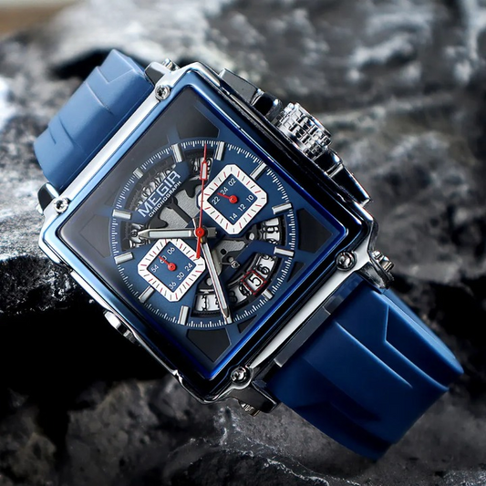 Montre Bleu Carré pour Homme