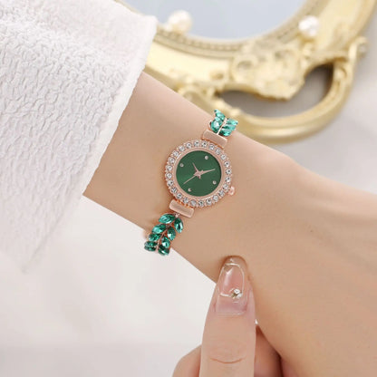 Montre Verte de Luxe en Diamant